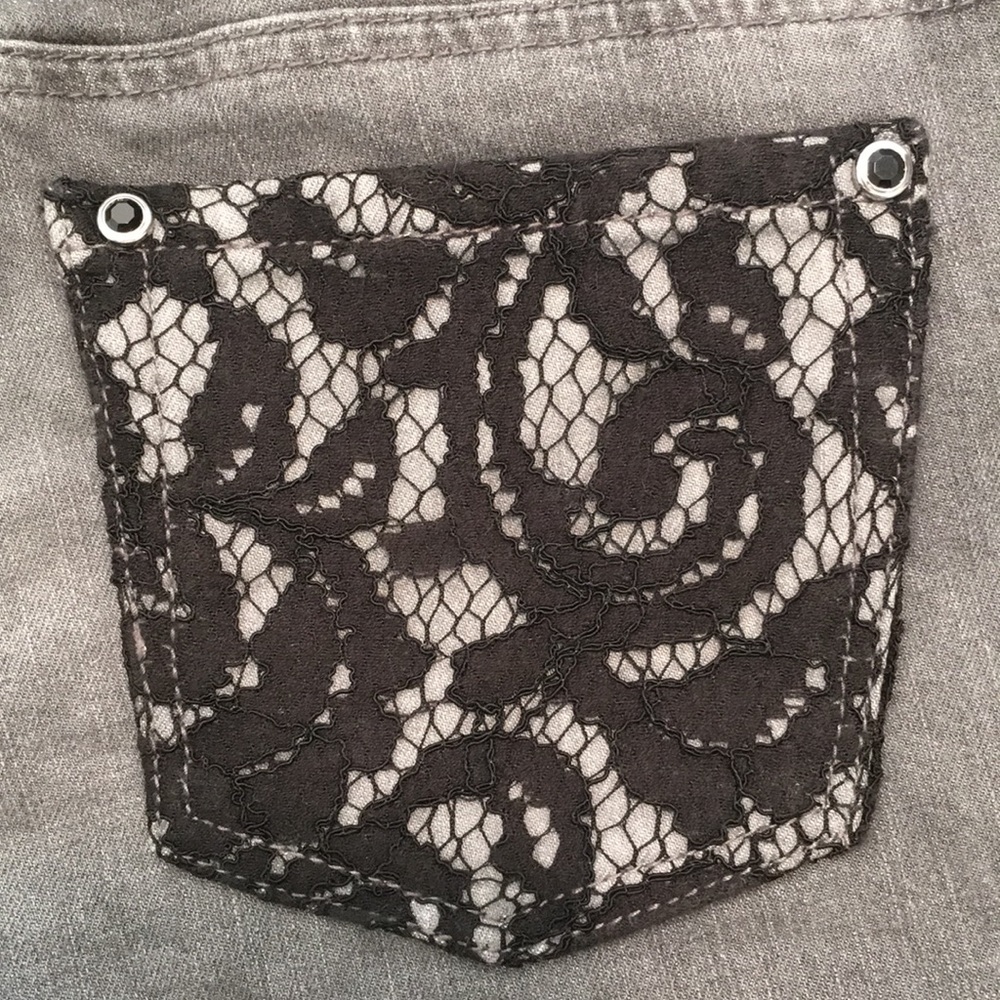 MICHAEL KORS GREY DENIUM LACE POCKET JEWEL JEANS - Picture 4 of 5